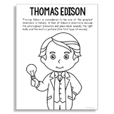 THOMAS EDISON Inventor Coloring Page Poster Craft | STEM W