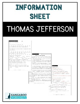 Preview of THOMAS JEFFERSON - Information Sheet - Reading Comprehension & Worksheet