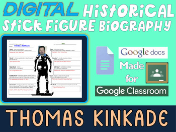 Preview of THOMAS KINKADE Digital Historical Stick Figure Biography (MINI BIOS)