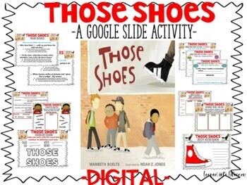 Preview of THOSE SHOES BOOK STUDY GOOGLE SLIDE ACTIVITES SEQUENCE, CONNECTIONS, AND MORE!