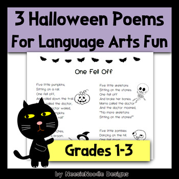 Preview of THREE Halloween Poems for Primary Language Arts Fun