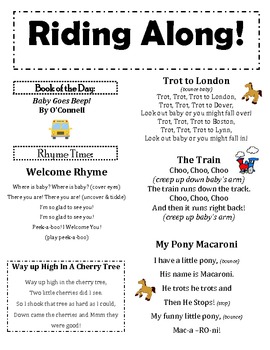 Preview of THREE Infant & Toddler Rhymes & Songs Handouts