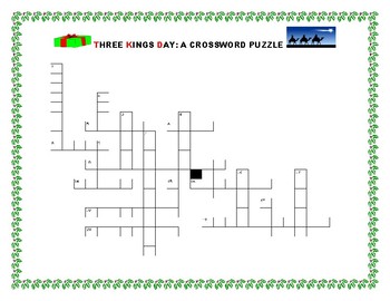 Preview of THREE KINGS DAY: A CHALLENGING FUN CROSSWORD: A WEE BIT TRICKY! W/ANSWER KEY