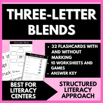 THREE LETTER BLENDS Flashcards and Worksheets | NO PREP | TPT