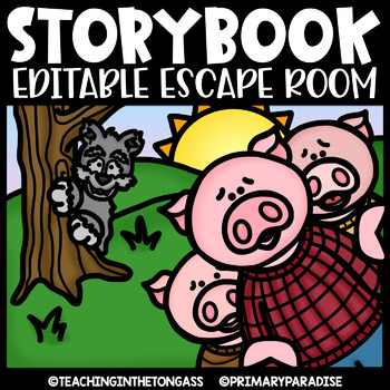 Preview of Three Little Pigs Escape Room Math & ELA Printable Activities