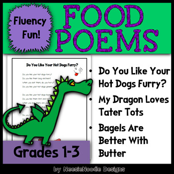 Preview of THREE Silly Poems About Food With Questions & Journal Prompts -- Fluency & Fun