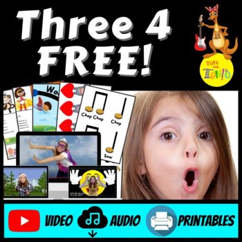 Preview of THREE for FREE: Movement, Instrument, and Scarf Action Songs | PreK-2nd