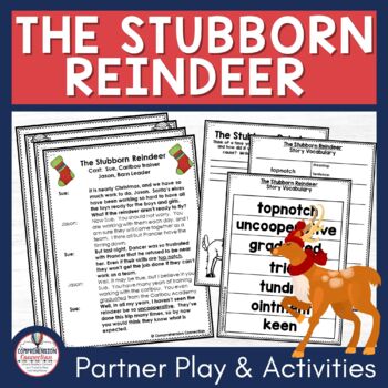 Preview of Christmas Partner Play, Reindeer Themed Partner Play, Fluency Activity