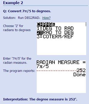 Convert Degrees to Radians - TI-84 Plus Calculator Program by Infinity