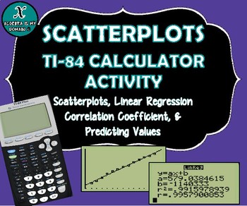 Preview of TI-84 CALCULATOR ACTIVITY - Data, Scatterplots, Regression & Line of Best Fit