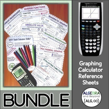 Preview of TI-84 Graphing Calculator Reference & Practice Worksheets Bundle | Algebra 1 & 2