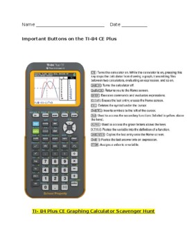 Preview of TI-84 Graphing Calculator Scavenger Hunt