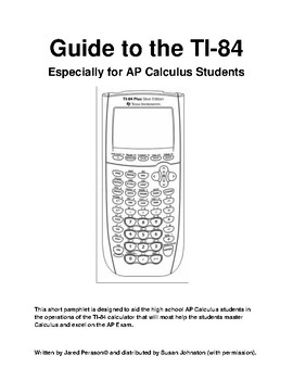 Preview of TI-84 Helper:  A Guide to the TI-84 Especially for the AP Calculus Student