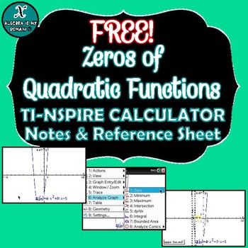 Preview of TI-NSPIRE CALCULATOR ACTIVITY - Zeros of Quadratic Functions