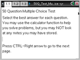 TI-NSpire 50 Question Multiple Choice Test Template