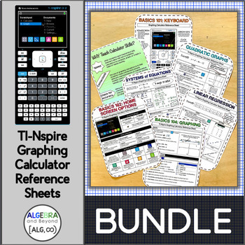 Preview of TI-Nspire Graphing Calculator Reference Sheets and Practice | Bundle | Algebra