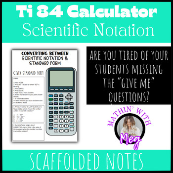 Preview of Ti-84 (All Series) Calculator Notes | Scientific Notation | TEKS 8.2C