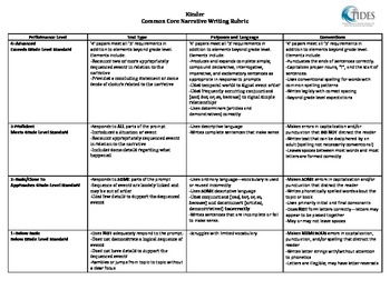 Preview of TIDES - NARRATIVE RUBRIC - K-5