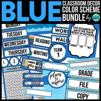 Preview of Blue Theme Classroom Decor