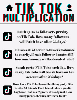 Preview of TIK TOK Multiplication