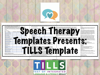 Preview of TILLS Template | Speech Therapy Assessment