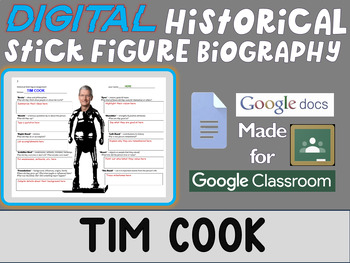 Preview of TIM COOK Digital Historical Stick Figure Biography (MINI BIOS)