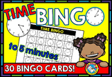 TELLING TIME TO THE NEAREST 5 MINUTES INTERVAL BINGO GAME 