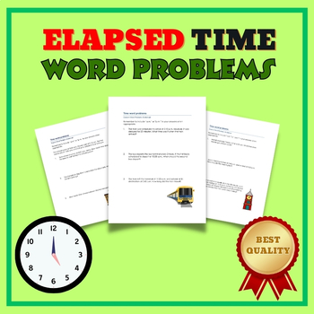 Preview of TIME WORD PROBLEMS Worksheet Time and ELAPSED TIME NO PREP