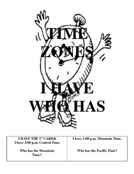 Preview of TIME ZONES - I have who has