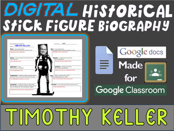 Preview of TIMOTHY KELLER Digital Historical Stick Figure Biographies  (MINI BIO)