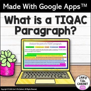 Preview of TIQA C Paragraph Writing Strategy Introduction Lesson GRADES 6-8 Google Apps