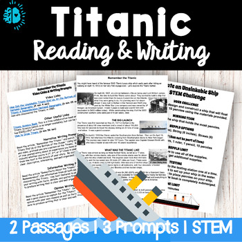 Preview of TITANIC Reading Writing STEM Activity Hands On Test Prep
