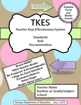 Preview of TKES Georgia Teacher Evaluation Binder with Standards & Rubrics - Chocolate Dots
