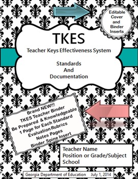 Preview of TKES Georgia Teacher Evaluation Binder with Standards and Rubrics - Aqua