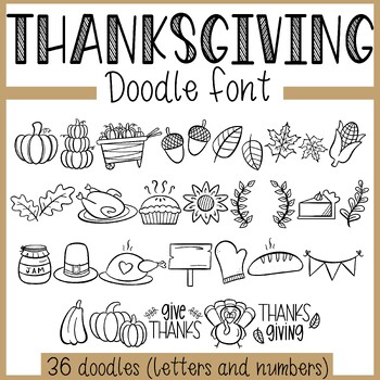 Preview of TMG FONTS - Thanksgiving Doodle Font | Seasonal Fonts