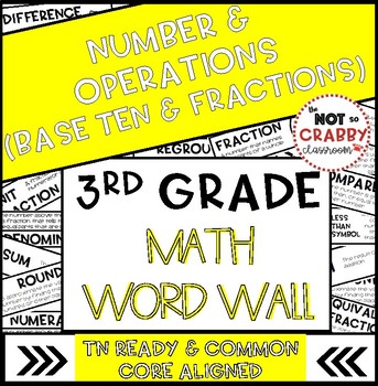 Preview of 3rd Grade Math Word Wall Number and Operations | TN Ready & Common Core Aligned