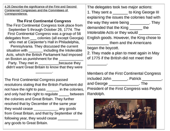 Preview of First and Second Continental Congresses, Committees of Correspondence