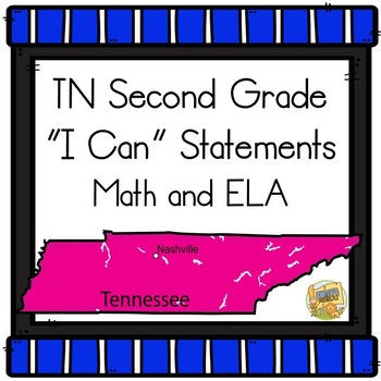 Preview of I Can Statements TN 2nd Grade ELA and Math - Tennessee Second Grade 2023-24
