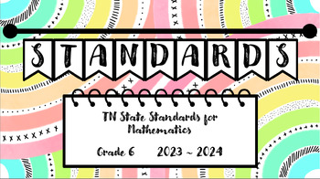 Preview of TN State Standards Math (Boho) (6)- 2023-24 School Year