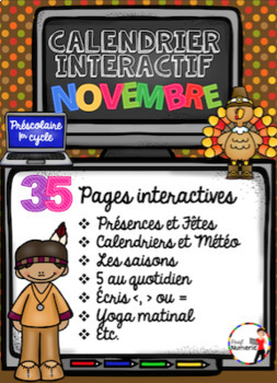 Preview of FRENCH interactive Smartboard calendar November - CALENDRIER TNI