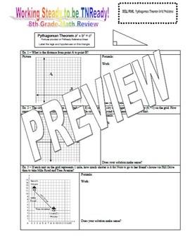 Preview of TNReady 8th Grade Math - Pythagorean Theorem Grid Coordinate Plane 8.G.B.8