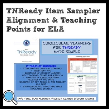 Preview of TNReady Item Sampler Alignment and Teaching Points for Middle School ELA