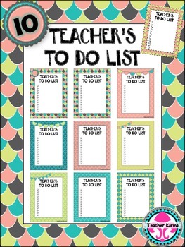 Preview of FREE ~ TO DO Lists for Teachers ~ 10~ FREEBIE ~ Organization Tool ~ Planning