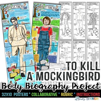 Preview of To Kill a Mockingbird Body Biography Project Bundle, Great for Characterization
