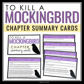 Preview of To Kill a Mockingbird Chapter Summaries - Plot Cards for Harper Lee's Novel