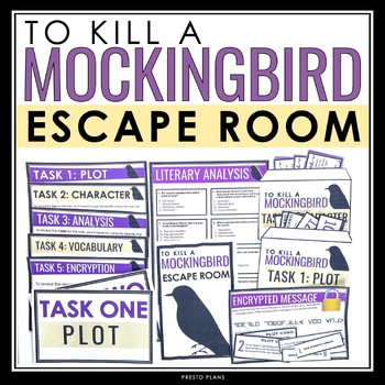 Preview of To Kill a Mockingbird Escape Room Novel Activity - Breakout Review for the Book