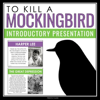 Preview of To Kill a Mockingbird Introduction Presentation -Discussion, Harper Lee, Context