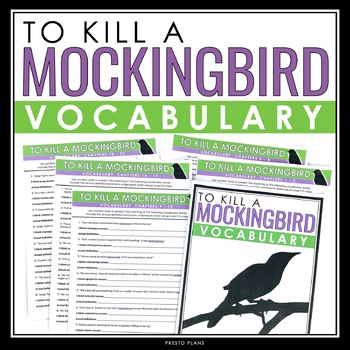 Preview of To Kill a Mockingbird Vocabulary Booklet, Presentation, Answer Key Definitions