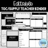 TOC/Substitute/Supply teacher binder (Editable)