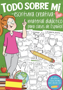 Preview of TODO SOBRE MI - bundle of creative writing worksheets for Spanish classes